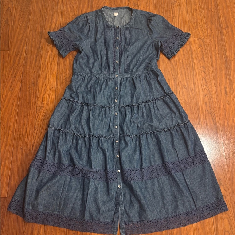 LoveShackFancy Blue Tiered Midi Dress - Picture 2 of 7
